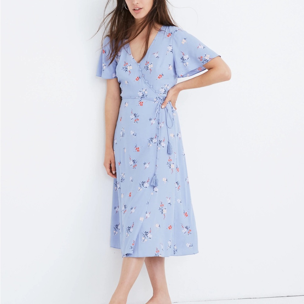 Madewell Button-Wrap Midi Dress in Aloha Floral size 12